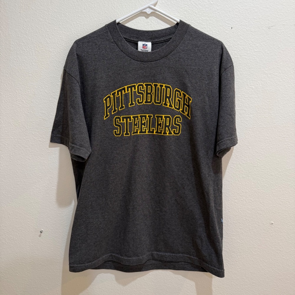 NFL Team Apparel Pittsburgh Steelers T-Shirt Mens Large Charcoal Grey Heather